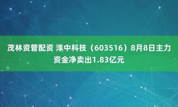 茂林资管配资 淳中科技（603516）8月8日主力资金净卖出1.83亿元