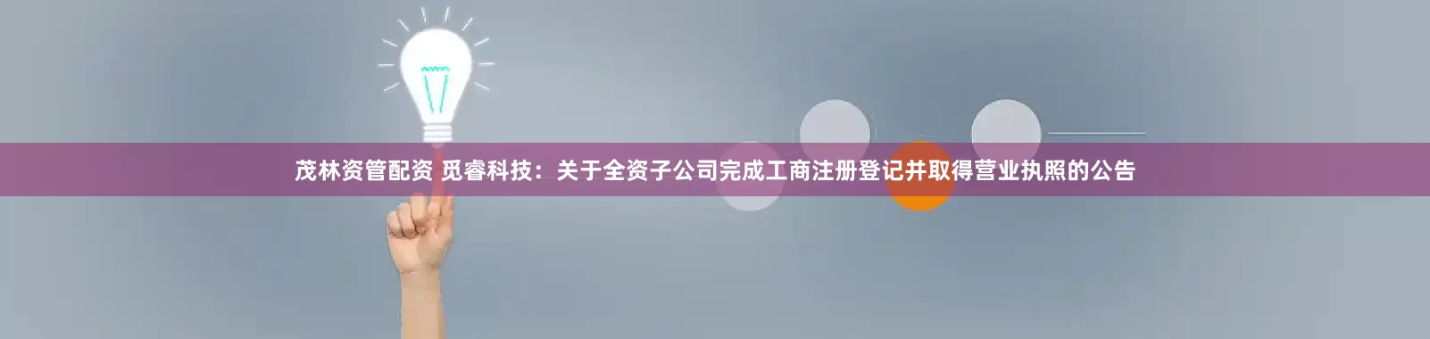 茂林资管配资 觅睿科技：关于全资子公司完成工商注册登记并取得营业执照的公告